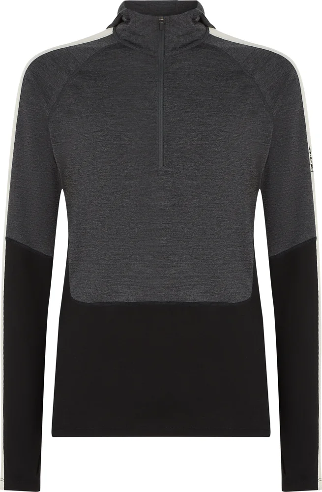 Icebreaker Men Merino 200 Oasis Ls Half Zip Hoodie Black/jet Hthr/undyed/cb v:7496202 Icebreaker Men Merino 200 Oasis Ls Half Zip Hoodie Black/jet Hthr/undyed/cb v:7496202