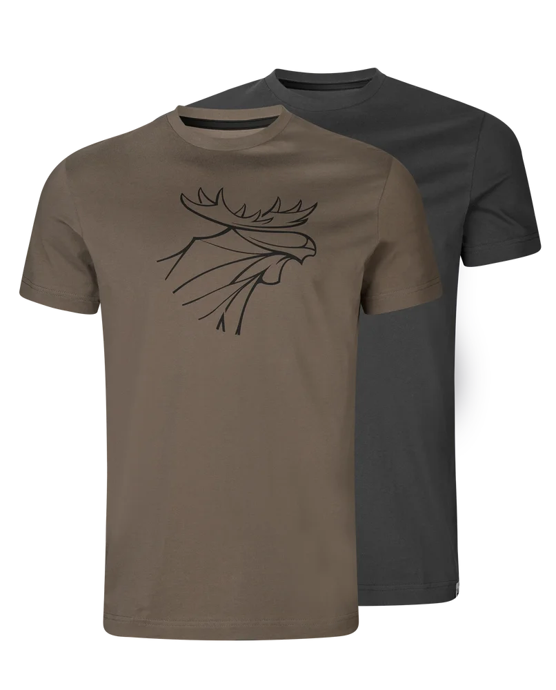 Härkila Men´s Härkila Graphic T-Shirt 2-Pack Brown Granite/Phantom v:1098818